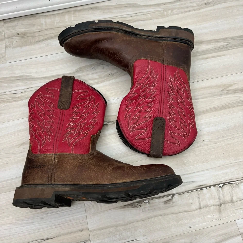 Ariat Work Red and Brown Cowboy Western Boots